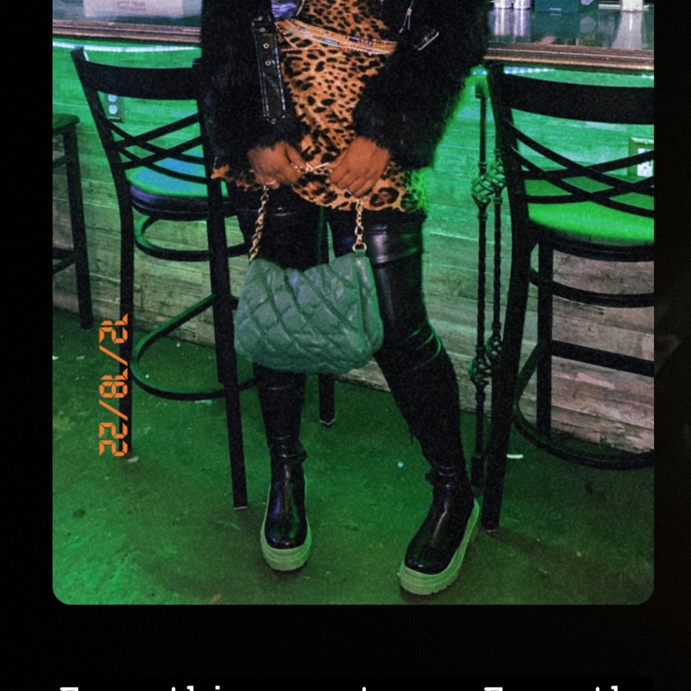 Green knee high boots size 10